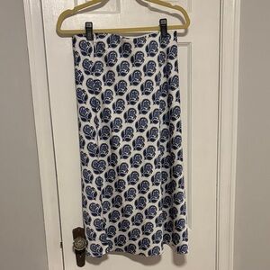 J. Crew Blue and White Floral Midi Skirt